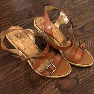 Brown leather wedges